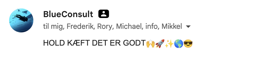 Mail fra BlueConsult: HOLD KÆFT DET ER GODT.